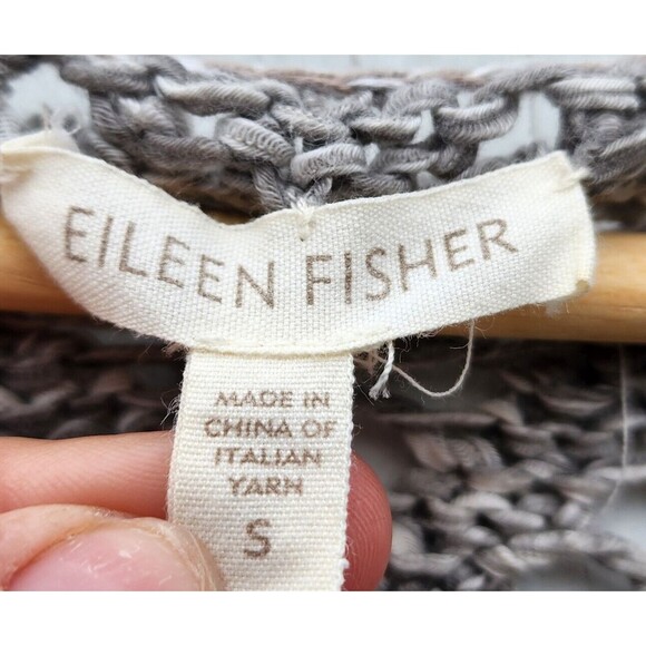 Eileen Fisher Women's Grey Open Knit Cotton Blend Relaxed Sweater Top Shirt Sz S - Picture 5 of 7